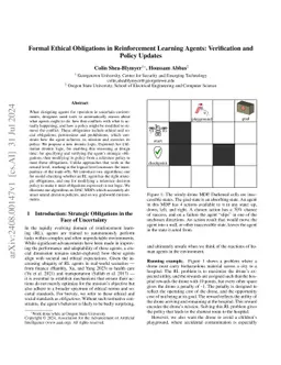 Formal Ethical Obligations in Reinforcement Learning Agents:
  Verification and Policy Updates