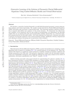 Generative Learning of the Solution of Parametric Partial Differential
  Equations Using Guided Diffusion Models and Virtual Observations