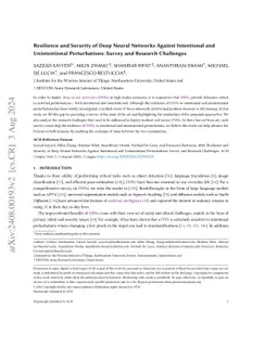 Resilience and Security of Deep Neural Networks Against Intentional and
  Unintentional Perturbations: Survey and Research Challenges