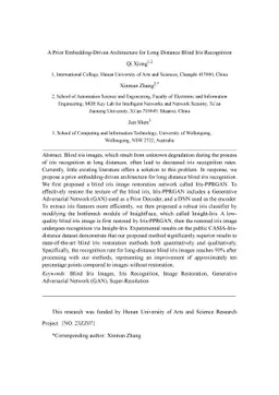 A Prior Embedding-Driven Architecture for Long Distance Blind Iris
  Recognition