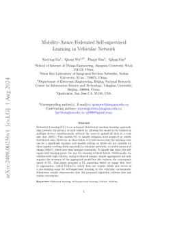 Mobility-Aware Federated Self-supervised Learning in Vehicular Network