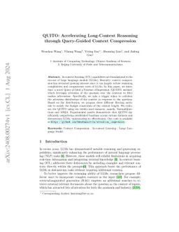 QUITO: Accelerating Long-Context Reasoning through Query-Guided Context
  Compression