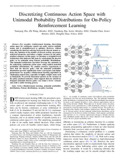Discretizing Continuous Action Space with Unimodal Probability
  Distributions for On-Policy Reinforcement Learning