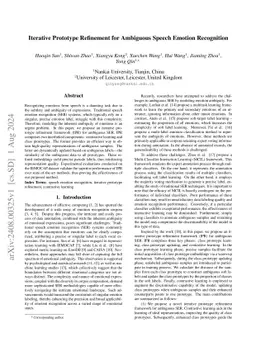 Iterative Prototype Refinement for Ambiguous Speech Emotion Recognition