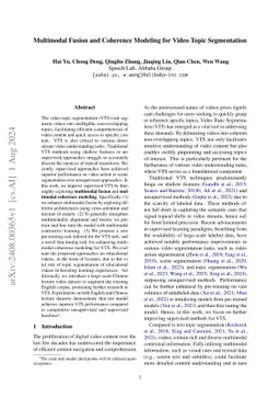 Multimodal Fusion and Coherence Modeling for Video Topic Segmentation