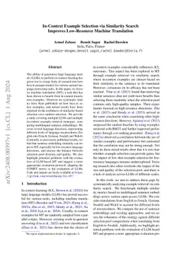 In-Context Example Selection via Similarity Search Improves Low-Resource
  Machine Translation