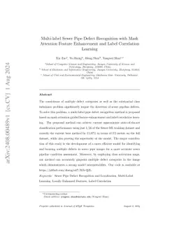 Multi-label Sewer Pipe Defect Recognition with Mask Attention Feature
  Enhancement and Label Correlation Learning