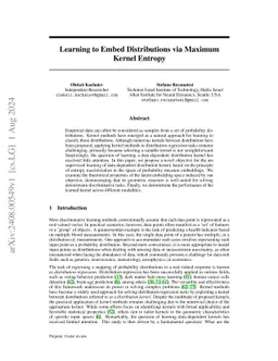 Learning to Embed Distributions via Maximum Kernel Entropy