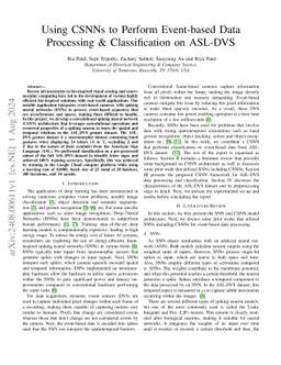 Using CSNNs to Perform Event-based Data Processing & Classification on
  ASL-DVS