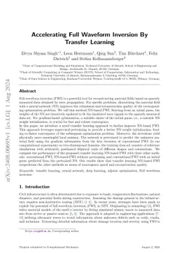 Accelerating Full Waveform Inversion By Transfer Learning
