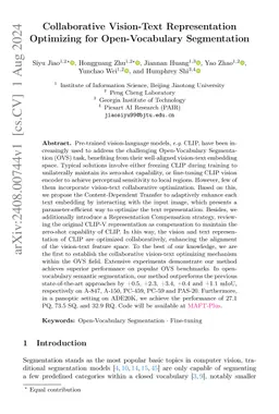 Collaborative Vision-Text Representation Optimizing for Open-Vocabulary
  Segmentation