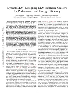 DynamoLLM: Designing LLM Inference Clusters for Performance and Energy
  Efficiency
