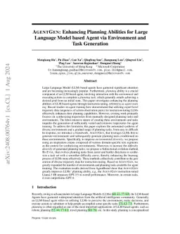 AgentGen: Enhancing Planning Abilities for Large Language Model based Agent via Environment and Task Generation