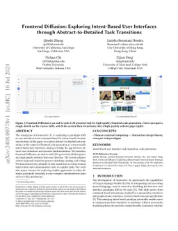 Frontend Diffusion: Exploring Intent-Based User Interfaces through
  Abstract-to-Detailed Task Transitions