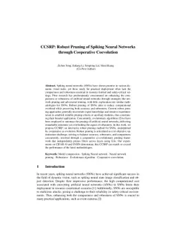CCSRP: Robust Pruning of Spiking Neural Networks through Cooperative
  Coevolution
