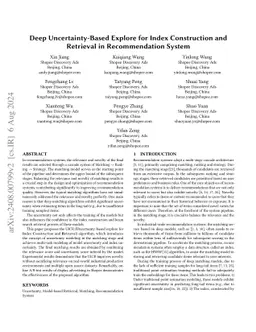 Deep Uncertainty-Based Explore for Index Construction and Retrieval in
  Recommendation System