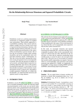 On the Relationship Between Monotone and Squared Probabilistic Circuits