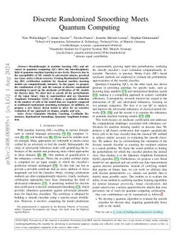 Discrete Randomized Smoothing Meets Quantum Computing