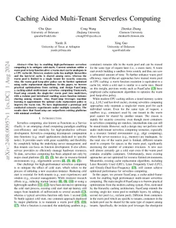 Caching Aided Multi-Tenant Serverless Computing