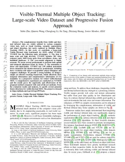 Visible-Thermal Multiple Object Tracking: Large-scale Video Dataset and
  Progressive Fusion Approach