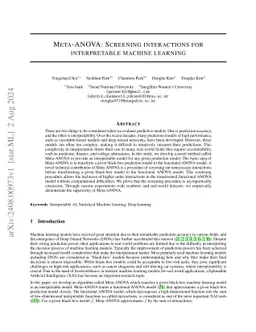 META-ANOVA: Screening interactions for interpretable machine learning
