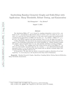 Sandwiching Random Geometric Graphs and Erdos-Renyi with Applications:
  Sharp Thresholds, Robust Testing, and Enumeration