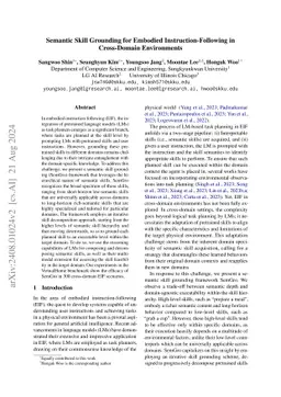 Semantic Skill Grounding for Embodied Instruction-Following in
  Cross-Domain Environments