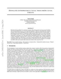 Distilling interpretable causal trees from causal forests