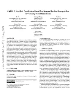 UNER: A Unified Prediction Head for Named Entity Recognition in
  Visually-rich Documents