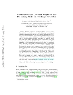 Contribution-based Low-Rank Adaptation with Pre-training Model for Real
  Image Restoration