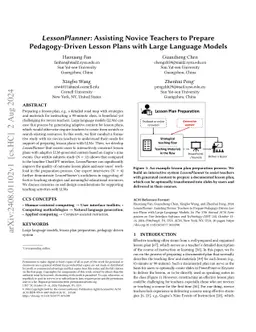 LessonPlanner: Assisting Novice Teachers to Prepare Pedagogy-Driven
  Lesson Plans with Large Language Models