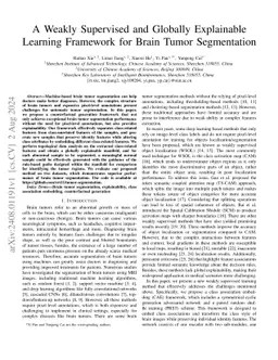 A Weakly Supervised and Globally Explainable Learning Framework for
  Brain Tumor Segmentation