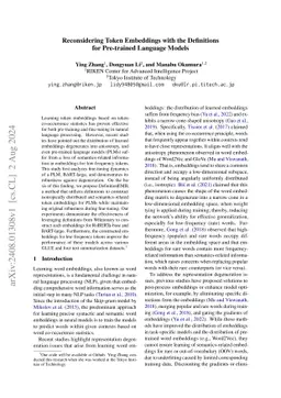 Reconsidering Token Embeddings with the Definitions for Pre-trained
  Language Models