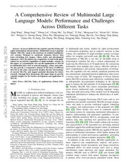 A Comprehensive Review of Multimodal Large Language Models: Performance
  and Challenges Across Different Tasks