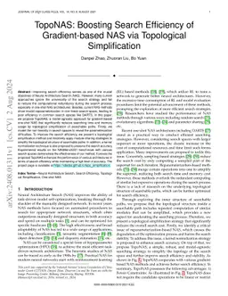 TopoNAS: Boosting Search Efficiency of Gradient-based NAS via
  Topological Simplification