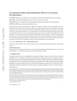 Leveraging Knowledge Graph Embedding for Effective Conversational
  Recommendation