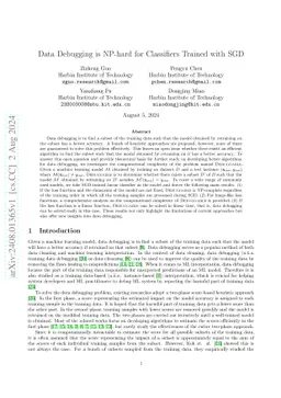 Data Debugging is NP-hard for Classifiers Trained with SGD