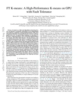 FT K-means: A High-Performance K-means on GPU with Fault Tolerance
