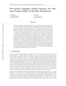Pre-trained Language Models Improve the Few-shot Prompt Ability of Decision Transformer