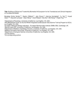 Building an Ethical and Trustworthy Biomedical AI Ecosystem for the
  Translational and Clinical Integration of Foundational Models