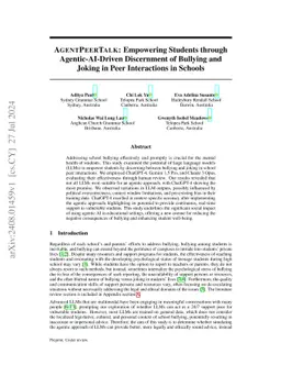 AgentPeerTalk: Empowering Students through Agentic-AI-Driven Discernment
  of Bullying and Joking in Peer Interactions in Schools