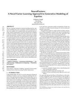 NeuralFactors: A Novel Factor Learning Approach to Generative Modeling
  of Equities