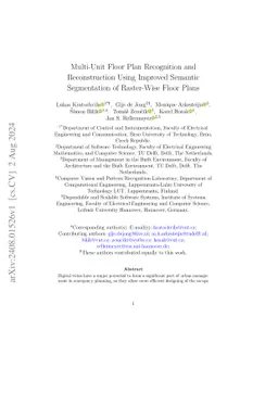Multi-Unit Floor Plan Recognition and Reconstruction Using Improved
  Semantic Segmentation of Raster-Wise Floor Plans