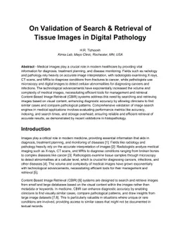On Validation of Search & Retrieval of Tissue Images in Digital
  Pathology