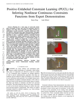 Positive-Unlabeled Constraint Learning for Inferring Nonlinear Continuous Constraints Functions from Expert Demonstrations