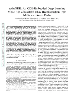 radarODE: An ODE-Embedded Deep Learning Model for Contactless ECG Reconstruction from Millimeter-Wave Radar