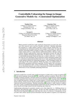 Controllable Unlearning for Image-to-Image Generative Models via $\varepsilon$-Constrained Optimization