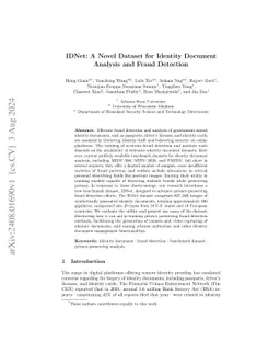 IDNet: A Novel Dataset for Identity Document Analysis and Fraud
  Detection