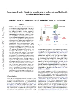 Downstream Transfer Attack: Adversarial Attacks on Downstream Models
  with Pre-trained Vision Transformers