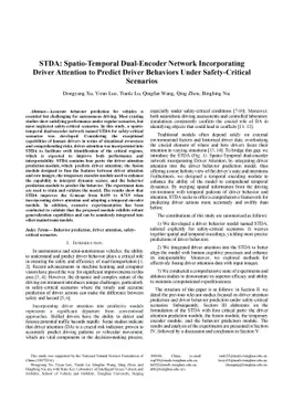 STDA: Spatio-Temporal Dual-Encoder Network Incorporating Driver
  Attention to Predict Driver Behaviors Under Safety-Critical Scenarios